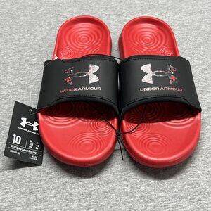 Under Armour Ignite GRH Logo UA Red/Black Men Slip On Sandal Slides Shoe Sz 10
